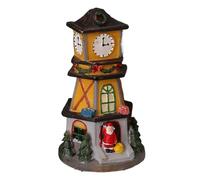 Générique Christmas Village, Lighted Clock Tower Ornament, Decorative Christmas House, LED Illuminated Design, Detailed and Festive, Perfect for Study, Bedroom, Living Room, Table Centerpiece