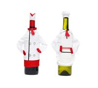 Générique Christmas Wine Covers 2 Pieces for Christmas Table Red Wine Decoration Restaurant Decoration Chef Set Wine Bottle Set White