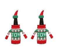 Générique Christmas Wine Covers 2 Pieces Knitted Christmas Wine Bottle Set Sweater Red Wine Bottle Set 4 Christmas Wine Bottle Decorations Green
