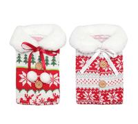 Générique Christmas Wine Covers 2 Pieces Knitted Elk Snowflake Red Wine Bottle Set Christmas Decoration Wine Bottle Set Red