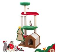 Générique Christmas Wonderland Cat Tree, Christmas Cat Climbing Frame, Climbing Frame with Jumping Platform, Christmas Decoration Cat Apartment, 54 inch Plush Cats Tower for Indoor Pets (Color1)