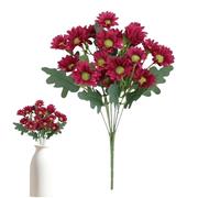 Générique Chrysanthèmes Artificiels Extérieur, Fleurs Artificielles Résistantes aux UV, Fausses Chrysanthèmes Résistantes au Délavement avec Feuilles d'Eucalyptus pour Porche Jardin Tombe Maison