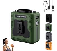 Générique Chubby Cable Fan, 2025 New Chubby Cool Belt Fan, Chubbycool 6000mah Portable Fans Belt - Rechargeable Wearable Cooler with Flashlight, for Outdoor Work, Hiking & Travel (Green)