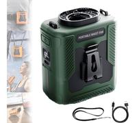 Générique Chubby Cable Fan, Chubby Cable Fan Belt, Chubbycool 6000mah Portable Fans Belt, Rechargeable Wearable Cooler with Flashlight, for Outdoor Work, Camping, Travel (Green)
