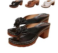 Générique Chunky Heel Sandals For Women 2026 Summer Dressy Arch Support Comfortable Orthopedic Slip-On Open Toe Casual Wedge Sandal (Black,37)