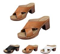 Générique Chunky Heel Sandals For Women 2026 Summer Dressy Arch Support Comfortable Orthopedic Slip-On Open Toe Comfortable Sandal Boho Beach Beach Casual Wedge Sandals (Brown,36)