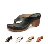 Générique Chunky Heel Sandals for Women Summer Dressy, Arch Support Comfortable Orthopedic Slip-On Open Toe Heeled Flip Flops Bridal Party Wedding Shoes Casual Wedge Thong Sandals (black,36)