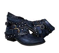 Générique Chunky Heels Zipper High Shoes Retro Boots Breathable Short Women's Fashion bottes pour femmes Chaussures Pour Femmes Baskets (Blue, 41)