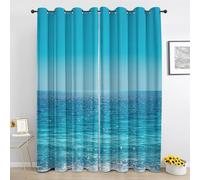 Générique Ciel Bleu Océan Rideau à Oeillets - Marin Côtier Minimaliste Thermique Rideaux - Occultant Rideaux pour Salon Chambre 2 Panneaux - L140xH260 cm Oc603
