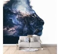Générique Ciel Étoilé Lion Papier Peint Photo, Animal Mat image Muraux Poster, épaissi Photo Murale pour Chambre Salon Chambre d'enfants Mur de fond TV Dortoir Décoration Murale 450 x 315 CM