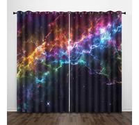 Générique Ciel Étoilé Rideaux,3D Style Rêveur Occultant Rideau,Thermiques Isolants Lavable en Machine Anti Chaleur À Oeillets Rideau pour Salon Couloir Hôtel Chambre 2 Panneaux L182 x H213 CM
