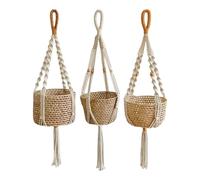 Générique Cintre pour en, 3 Pièces, Accessoires De Jardinière, Support De Pot De Fleurs, Filet De Rangement À Pampilles en Coton Tissé | Sac De Panier Suspendu De Style Bohème pour Les Jardinier