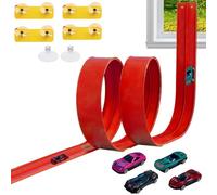 Générique Circuit Voiture, 4.5 Mètres Piste De Course Voiture Flexible, avec 4 Véhicules Ventouse Et Rampe, Piste De Voitures Jouet Librement Construite, pour Les Âges 3+