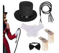 Générique Circus Costume, Carnival Outfit, 12.6x2.95 Inches Complete Prop Set with Top Hat, Performance Item for Themed Cosplay, Festive Parties, Stage Roles, Group Costumes, Colorful Events