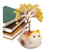 Générique Citrine Crystal Money Tree - Cute Kitten Statue Decor Set, Cat Ornament Display, Desk Car Dashboard Office Use, Shop Wedding Housewarming Living Room Gift Decoration Item