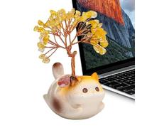 Générique Citrine Crystal Money Tree, Cute Kitten Statue Ornament, Cat Figurine Decoration, Desk Office Dashboard Wealth Charm Display, Shop Living Room Wedding Housewarming New Year Gift 4.33 inches