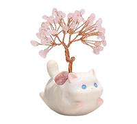 Générique Citrine Crystal Money Tree, Cute Kitten Statue Ornament, Cat Figurine Decoration, Desk Office Dashboard Wealth Charm Display, Shop Living Room Wedding Housewarming New Year Gift 4.33 inches