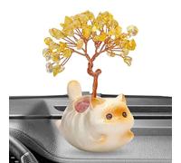Générique Citrine Money Tree - Crystal Decor, Cat Figurine with Wealth Design, Crystal Tree for Desk Shop Display Use, Ornament, Prosperity Gift Home 6x6x11cm
