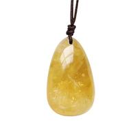 Générique Citrine Necklace - Natural Stone Pendannt, Hand-Woven Pendantt Jewelry | Adjustable Healing Crystal Necklacce, Jewelry Gift Ornaments For Women Valentine's Day Birthday