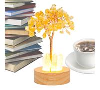 Générique Citrine Tree Golden Fortune Lamp - 2.36 inches Crystal Night Light for Home, Decorative Crafts Ornament with Healing Energy, Accent Tree for Apartment, Living Room, Bedroom, Dorm, Car