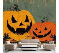 Générique Citrouille Orange Film Autocollant Stickers Muraux Halloween Gothique Papier Peint, Monstre Halloween Mural pour Salon Chambre Décoratif Murale Pour Meuble Stickers Muraux 250 x 175 cm