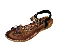 Générique Claquette Femme Confortable Mode d'été Femmes Décontracté Bout Ouvert Plat Amour Strass Confortable Fond Mou Respirant Bande Élastique Chaussures Sandales(Black,41)