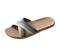 Générique Claquette Homme Confortable,Pantoufles d'intérieur Confortables pour Hommes en Lin et Coton Doux avec Semelle Souple