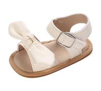 Générique Claquettes Enfant Toddler Chaussures Filles Sandales Fond Plat Léger Bout Ouvert Respirant Confortable Solide Couleur Arc Crochet Boucle Boucle Sangle Boite A A Ongle (White, 20 Infant)