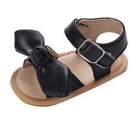 Générique Claquettes Enfant Toddler Chaussures Filles Sandales Fond Plat Léger Bout Ouvert Respirant Confortable Solide Couleur Arc Crochet Boucle Boucle Sangle Boite A A Ongle (Black, 20 Infant)