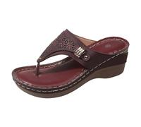 Générique Claquettes Femme Sandales décontractées grande taille pour femmes,semelle plate et épaisse,tongs de couleur unie(Red,41)