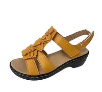 Générique Claquettes Femme Sandales d'été pour femmes,style européen et américain,à talon creux et fleurs en forme de tête de poisson,décontractées confortables(Yellow,43)