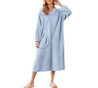 Générique Classic Bata Manga Larga Calentita Soft para Mujer Bata Suave y Acogedora para Mujer - Térmica, Mullida con Botones, Cuello Hasta el Tobillo - Bata de Ducha Delgada