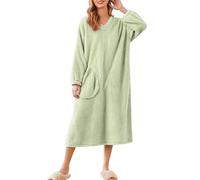 Générique Classic Bata Manga Larga Calentita Soft para Mujer Bata Suave y Acogedora para Mujer - Térmica, Mullida con Botones, Cuello Hasta el Tobillo - Bata de Ducha Delgada