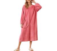 Générique Classic Bata Manga Larga Calentita Soft para Mujer Bata Suave y Acogedora para Mujer - Térmica, Mullida con Botones, Cuello Hasta el Tobillo - Bata de Ducha Delgada