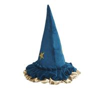 Générique Classic Black Witches Hat - Deluxe | Elegant Pointed Cap For Halloween Costumes, Ruched Velvet Fabric, Flexible Brim; Ideal For Fancy Dress, Cosplay, Parties, Women, And Kids Activities