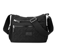 Générique Classic Luxury Crossbody Bag, Large Capacity Nylon Waterproof Shoulder Bag Multi Compartments(Black)