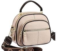 Générique Classic Multifunctional Compartments Adjustable Wide Shoulder Strap Leather Crossbody Bag, Crossbody Bag for Women (Beige)