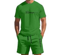 Générique Classification Produit Men's Suits - Ensemble Décontracté Estival T-Shirt Manches Courtes et Short Imprimé Dégradé Col Rond Léger et Confortable (Green, XL)