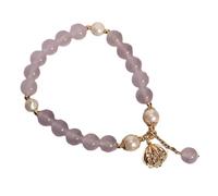 Générique Classique Bracelet Perlé Bracelet Argent Messages Bijoux Bracelets Charms Beads Elastic Bracelet Women Jewelry 4 Homme Naturelle Anneaux (Purple, One Size)