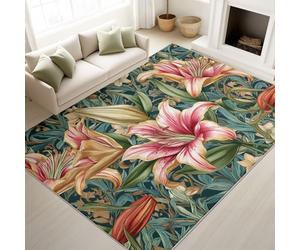Générique Classique Luxueux Vintage Artistique Élégant Vert Carpette 40 x 60 cm, Décoration D'Intérieur, Tapis Plantes Fleurs pour Chambre Salle de séjour Tapis Lavable Et Antidérapant À Poils Ras