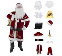 Générique Claus Costume For Men - Deluxe Suit Cosplay Set | Adult Christmas Outfit With Hat, Jacket, Pants & Accessories | Costume For Eve, Holiday Parties, Cosplay, Halloween, Events