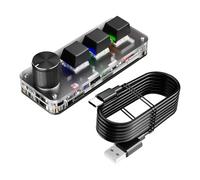 Générique Clavier Bluetooth 3 Touches Personnalisable Bouton Copier Coller Raccourcis Gaming Mini Clavier Gaming Clavier Macro Programmable (Noir)