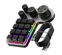 Générique Clavier de Jeu programmable à macros raccourcis Polyvalent 12 Touches et 4 Boutons rotatifs avec Mode USB Filaire BT Compact Ergonomique pour Le Bureau