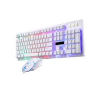 Générique Clavier et Souris de Jeu Mécaniques Filaires USB Rétroéclairés Kit Ergonomique Blanc Touches Tactiles pour Gamer PC Ensemble Clavier Souris Gaming pour Sessions Prolongées