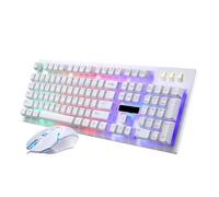 Générique Clavier et Souris Gamer Mécaniques Filaires Plastique Résistant, 104 Touches Design Anti-conflit Ensemble 1 Set Blanc pour Bureau et Maison