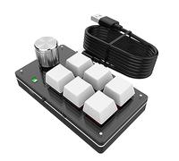 Générique Clavier mécanique RVB Filaire à Une Main programmable par macros USB personnalisées avec 6 Touches et 1 Bouton Rotatif