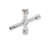 générique Clé à clé Outil Multifonctionnel de clé à 4 Voies Argent Portable pour Compteur d'ité Ascenseur Vanne d'eau Vis à mainOpération Facile