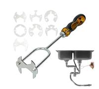 Générique Clé de robinet - Clé de lavabo rotative et réglable en acier | Outil de plomberie pour salle de bain, cuisine, réparation domiciliaire, installation, vanne, toilettes, espaces restreints