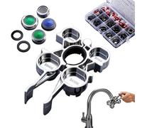 Générique Clé pour aérateur de robinet e Serrage Anti-Dérapante Forme Guitare,Avec 4 buses de rechange rateur pour robinet d'évier | pour salle de bain, cuisine, d'angle