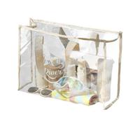 Générique Clear Duffle Bag Large - Large Clear Tote | Clears Beach Bag | PVC Tote Bags, Waterproof Bags, Big Clears Carry Bagwith Fabric Trimming For Beach Travel
